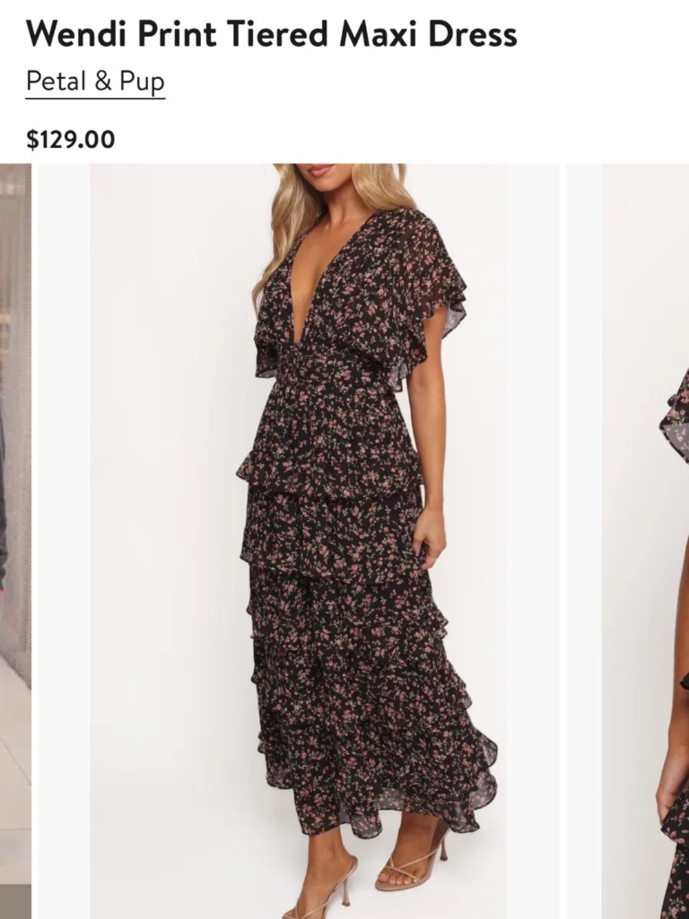 Petal & Pup Black Floral Ruffle Midi Dress - Picture 5 of 6